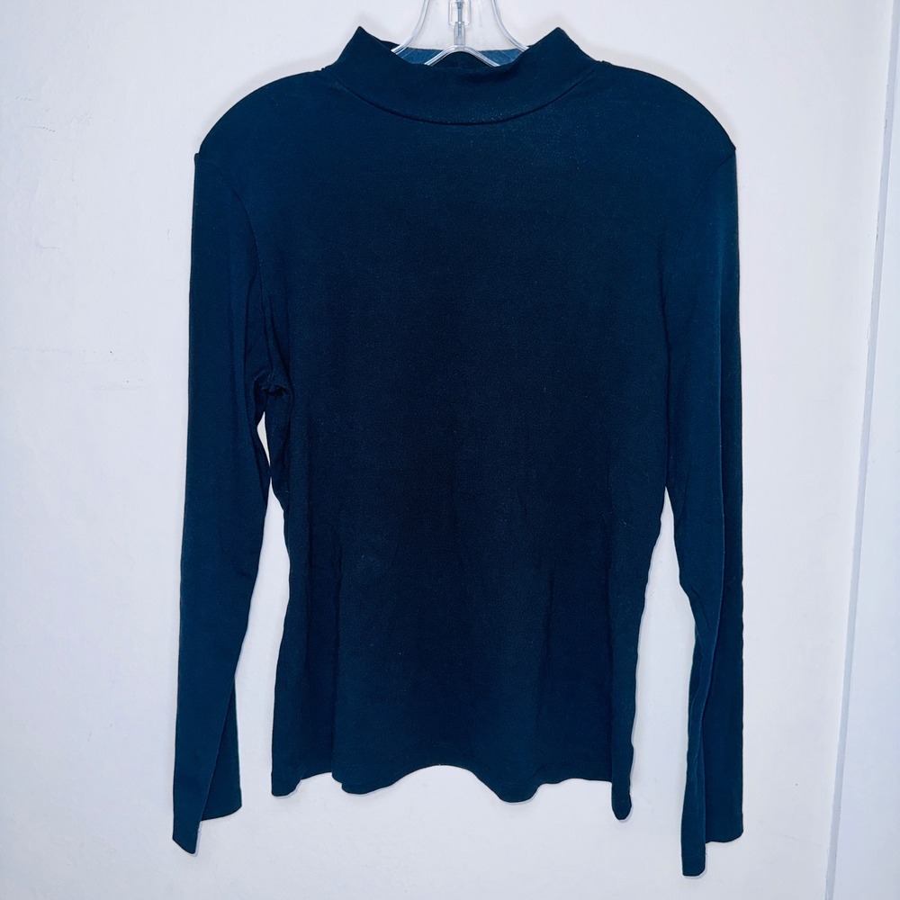 MangoPop Womens XXL Black Mock Neck Long Sleeve Cotton Blend Top